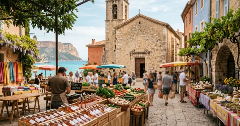 Le marché de Bandol sur la place du village