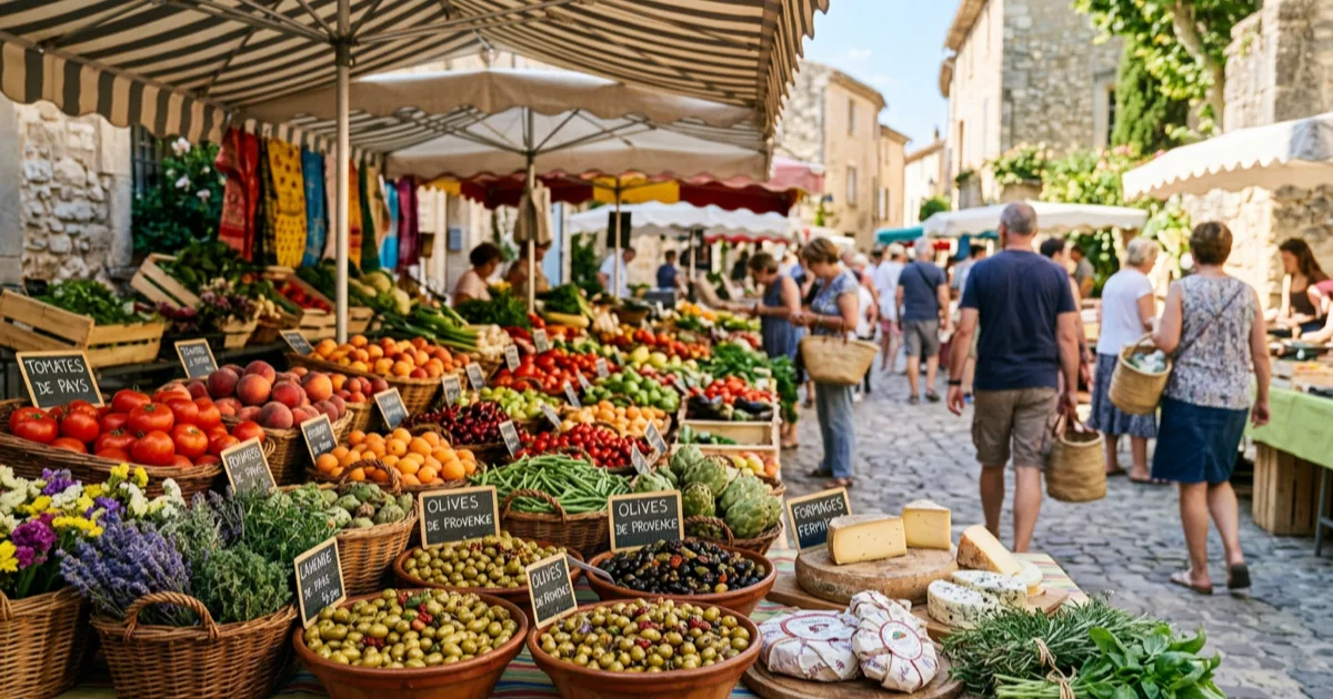Étals colorés du marché provençal du cours Louis-Blanc à La Seyne-sur-Mer