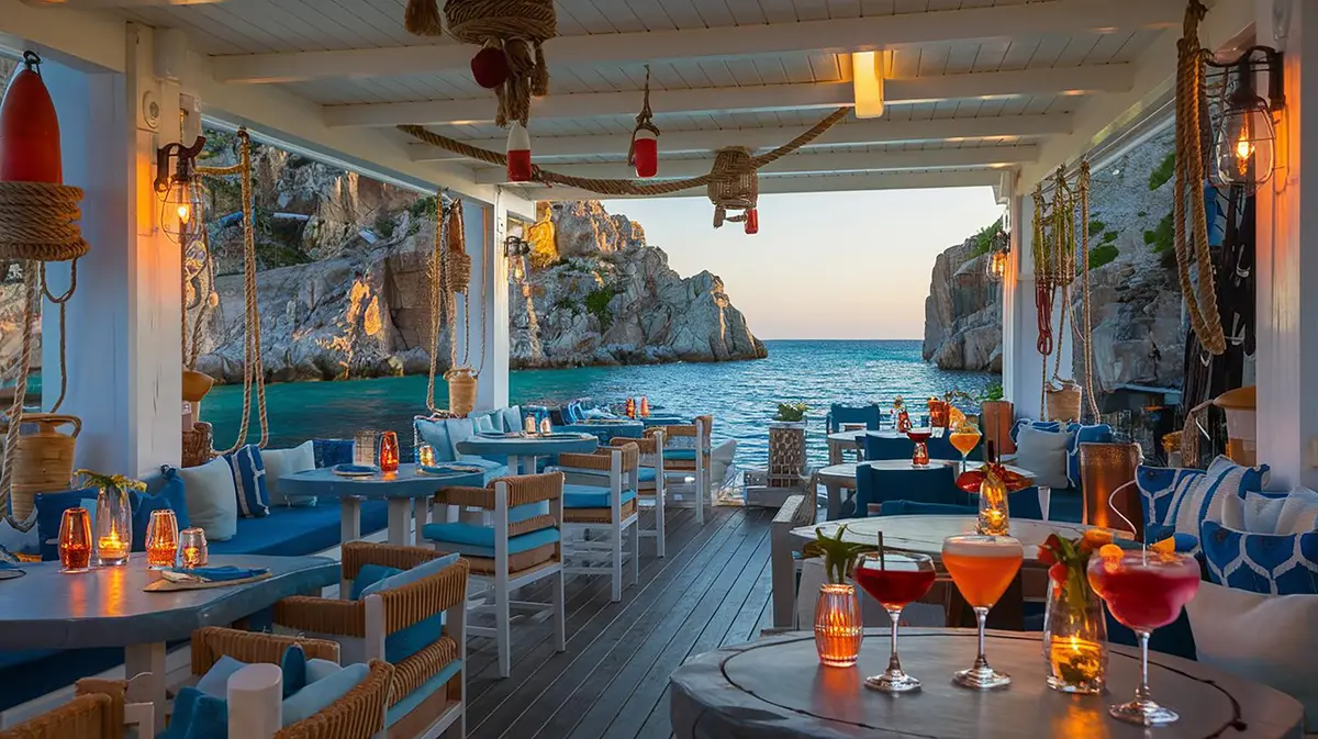 Restaurant de plage à Hyères avec terrasse face à la mer Méditerranée
